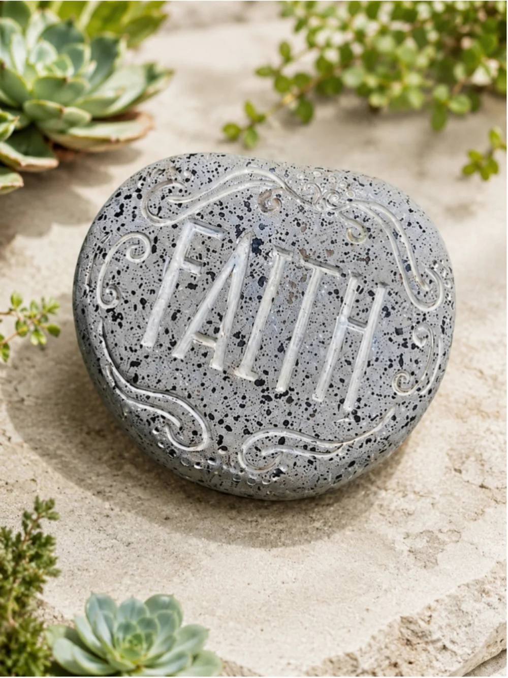 Set of 4 Inspirational Garden Stones – “Hello,” “Love,” “Believe” & “Faith”